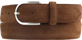 Damengürtel aus Veloursleder 3,5 cm Tabac