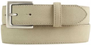 Gürtel aus Veloursleder mit altsilberner Gürtelschließe 3,5 cm Beige