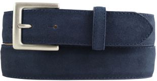 Gürtel aus Veloursleder mit altsilberner Gürtelschließe 3,5 cm Marine
