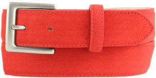 Gürtel aus Veloursleder mit altsilberner Gürtelschließe 3,5 cm Rot