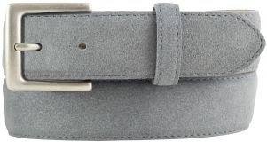 Gürtel aus Veloursleder mit altsilberner Gürtelschließe 3,5 cm Dunkelgrau
