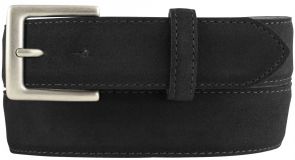 Gürtel aus Veloursleder mit altsilberner Gürtelschließe 3,5 cm Schwarz
