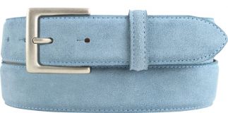 Gürtel aus Veloursleder mit altsilberner Gürtelschließe 3,5 cm Jeansblau