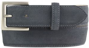 Gürtel aus Veloursleder mit altsilberner Gürtelschließe 3,5 cm Anthrazit