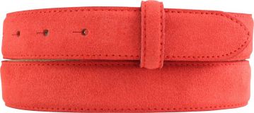 G�rtel aus Veloursleder ohne Schlie�e 3,0 cm Rot