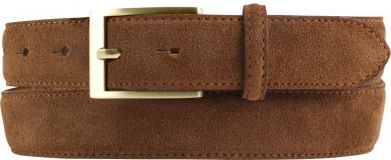Gürtel aus Veloursleder mit goldener Gürtelschließe 3,0 cm Tabac