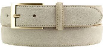 Gürtel aus Veloursleder mit goldener Gürtelschließe 3,0 cm Beige