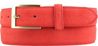 Gürtel aus Veloursleder mit goldener Gürtelschließe 3,0 cm Rot