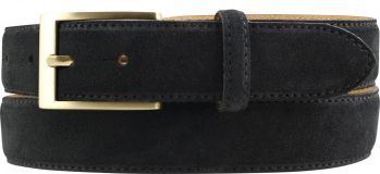 Gürtel aus Veloursleder mit goldener Gürtelschließe 3,0 cm Schwarz