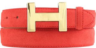 Designer-Gürtel HELEN aus Veloursleder mit goldener Gürtelschnalle 3,0 cm Rot