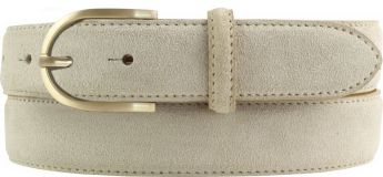 Damengürtel aus Veloursleder mit goldener Gürtelschnalle 3,0 cm Beige
