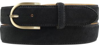 Damengürtel aus Veloursleder mit goldener Gürtelschnalle 3,0 cm Schwarz