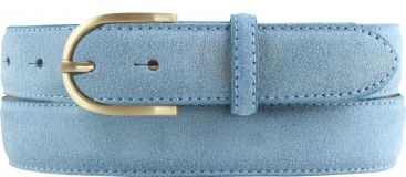 Damengürtel aus Veloursleder mit goldener Gürtelschnalle 3,0 cm Jeansblau