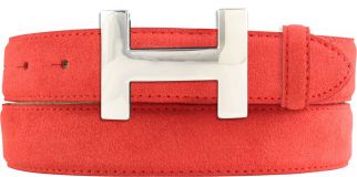 Designer-Gürtel HELEN aus Veloursleder mit silberner Gürtelschnalle 3,0 cm Rot
