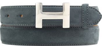 Designer-Gürtel HELEN aus Veloursleder mit silberner Gürtelschnalle 3,0 cm Anthrazit