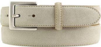 Gürtel aus Veloursleder mit altsilberner Gürtelschließe 3,0 cm Beige