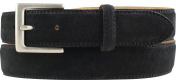 Gürtel aus Veloursleder mit altsilberner Gürtelschließe 3,0 cm Schwarz