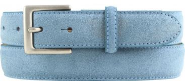 Gürtel aus Veloursleder mit altsilberner Gürtelschließe 3,0 cm Jeansblau