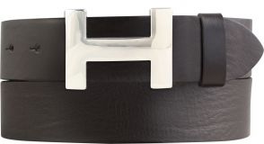 Designer-Gürtel HENRY aus Vollrindleder 4,0 cm Silber Braun