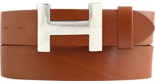 Designer-Gürtel HENRY aus Vollrindleder 4,0 cm Silber Tabac