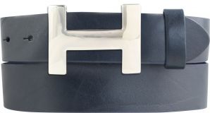 Designer-Gürtel HENRY aus Vollrindleder 4,0 cm Silber Marine