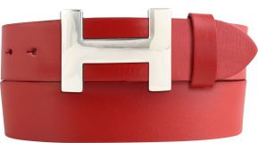 Designer-Gürtel HENRY aus Vollrindleder 4,0 cm Silber Rot