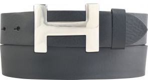 Designer-Gürtel HENRY aus Vollrindleder 4,0 cm Silber Dunkelgrau