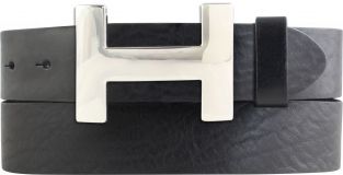 Designer-Gürtel HENRY aus Vollrindleder 4,0 cm Silber Schwarz