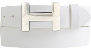 Designer-Gürtel HENRY aus Vollrindleder 4,0 cm Silber Weiß