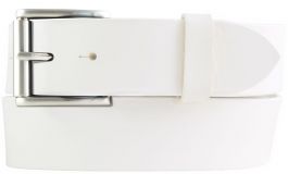 Gürtel mit Rollenschnalle aus Vollrindleder 4,0 cm Weiß