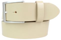 Gürtel mit Edelstahl-Gürtelschnalle aus Vollrindleder 4,0 cm Beige