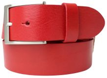 Gürtel mit Edelstahl-Gürtelschnalle aus Vollrindleder 4,0 cm Rot