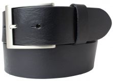 Gürtel mit Edelstahl-Gürtelschnalle aus Vollrindleder 4,0 cm Schwarz