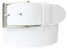 Gürtel mit Edelstahl-Gürtelschnalle aus Vollrindleder 4,0 cm Weiß