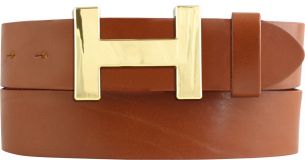 Designer-Gürtel HENRY aus Vollrindleder 4,0 cm Gold Tabac