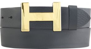 Designer-Gürtel HENRY aus Vollrindleder 4,0 cm Gold Dunkelgrau
