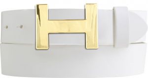 Designer-Gürtel HENRY aus Vollrindleder 4,0 cm Gold Weiß