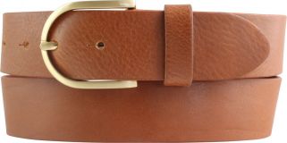 Damengürtel aus Vollrindleder mit goldener Gürtelschließe 4,0 cm Tabac