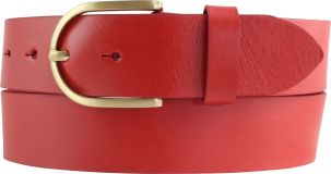Damengürtel aus Vollrindleder mit goldener Gürtelschließe 4,0 cm Rot