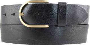 Damengürtel aus Vollrindleder mit goldener Gürtelschließe 4,0 cm Schwarz