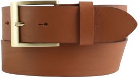 Gürtel aus Vollrindleder mit goldener Gürtelschnalle 4,0 cm Tabac