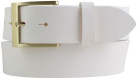 Gürtel aus Vollrindleder mit goldener Gürtelschnalle 4,0 cm Weiß