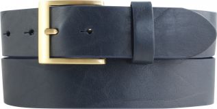 Gürtel aus Vollrindleder mit goldener Gürtelschnalle 4,0 cm Marine