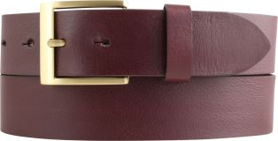 Gürtel aus Vollrindleder mit goldener Gürtelschnalle 4,0 cm Bordeaux