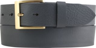 Gürtel aus Vollrindleder mit goldener Gürtelschnalle 4,0 cm Dunkelgrau