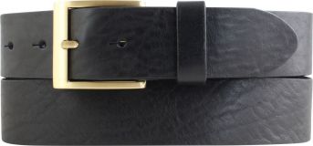 Gürtel aus Vollrindleder mit goldener Gürtelschnalle 4,0 cm Schwarz