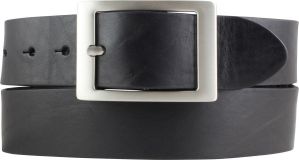 G�rtel aus Vollrindleder 4,0 cm mit Doppel-Schlie�e Schwarz