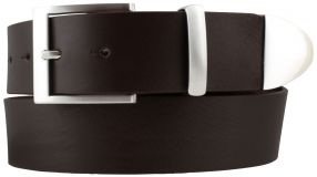 G�rtel aus Vollrindleder mit Schlaufe und Spitze aus Metall 4,0cm Braun