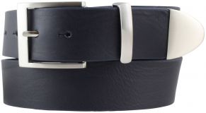 G�rtel aus Vollrindleder mit Schlaufe und Spitze aus Metall 4,0cm Marine