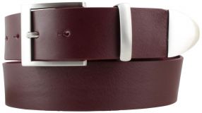 G�rtel aus Vollrindleder mit Schlaufe und Spitze aus Metall 4,0cm Bordeaux